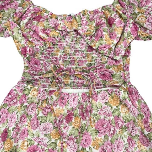 Princess Polly Nikita Puff Mini Dress In Pink Floral Size 8 - Picture 4 of 7